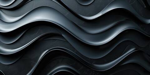 Obraz premium Abstract waves of metallic texture forming a sleek fluid black and gray pattern