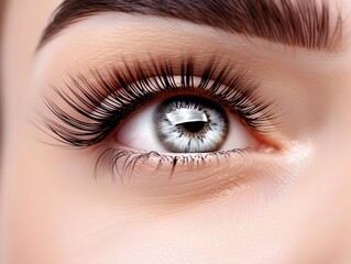 Obraz premium Exquisite Eyelash Extensions Accentuate Natural Beauty in Elegant Studio Portrait