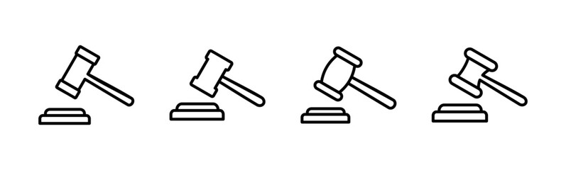 Gavel icon set. judge gavel icon vector. law icon vector. auction hammer