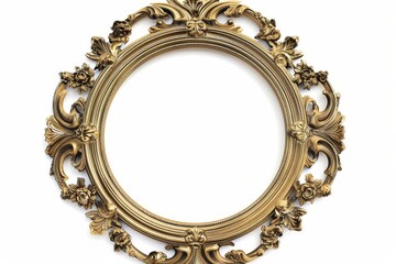 isolated antique golden frame on white background