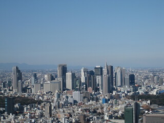東京上空から見たビル群