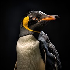 penguin isolated on a black background 