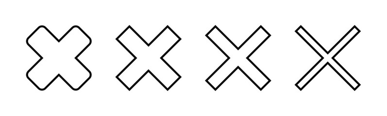 Close icon set. Delete icon vector. cross sign