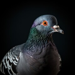 pigeon bird on a black background 
