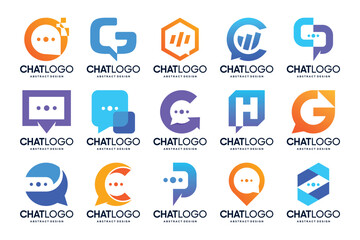 Unique chat logo design. Business consult logo with creative shape