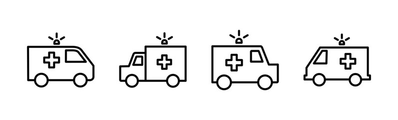 Ambulance icon set. ambulance truck icon vector. ambulance car