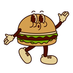 Retro Burger Character Illustration