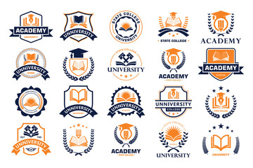 University school academy emblem logo design collection