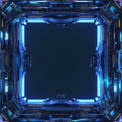 square neon blue scifi frame on a dark background
