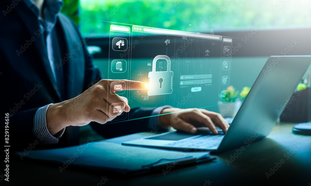 Aufkleber cybersecurity for business in the digital age, tech security online privacy smart security software 