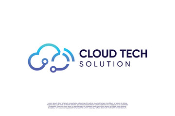 Creative cloud network logo design. Cloud solution logo.