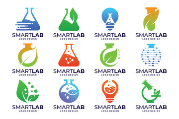 lab research logo design collection. Science logo inspiration