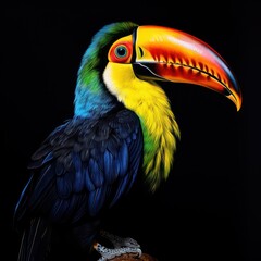 toucan bird on a black background 
