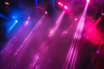 Obraz premium Lively nightclub party with DJ lasers and colorful lights