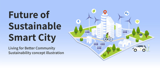 Naklejka premium Future of Sustainable Smart City Banner