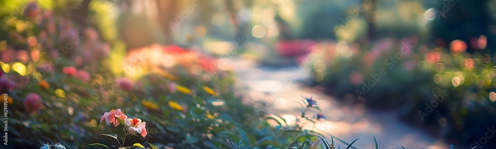 Poster spring autumn with bokeh backdrop