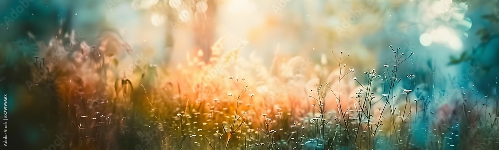 Poster spring autumn with bokeh backdrop
