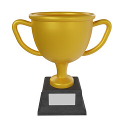 3d Trophy Cup icon Concept of champion and winner award. 3D illustration of prizes and badges