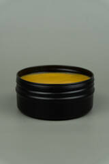Yellow Clay Pomade Container Mock-up with Gray Background