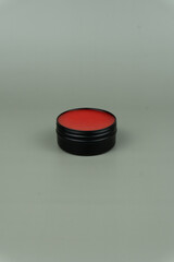 Red Oil-Based Pomade Container Mock-up with Gray Background