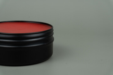 Red Oil-Based Pomade Container Mock-up with Gray Background