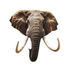 Obraz premium Elephant Head With Long Tusks , Isolated On Transparent Background, For Design And Printing
