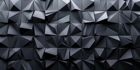 Geometric black wall with sharp angular shapes creating a modern textured effect