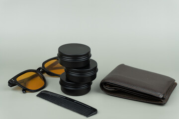 Pomade Container Mock-up with Gray Background