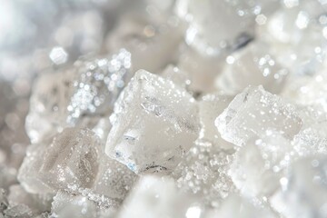 Macro photography of white sugar crystals abstract background Add text