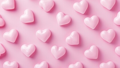 Minimal trend pink heart pattern on pastel monochrome print ideal for Valentine s Day or wedding background symbolizing love and romance