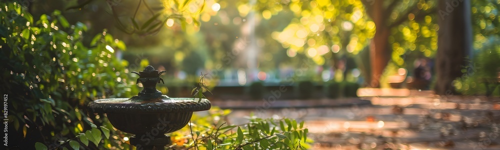 Poster spring autumn with bokeh backdrop