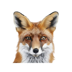 Fototapeta premium Fox Head With Alert Ears , Isolated On Transparent Background, For Design And Printing