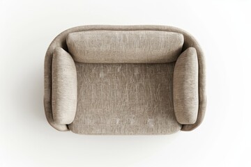 Modern 2 seat fabric sofa top view white background