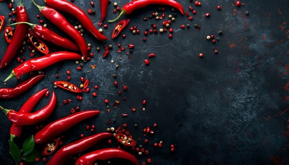 Mockup with copy space featuring a line of spicy chili peppers on a background