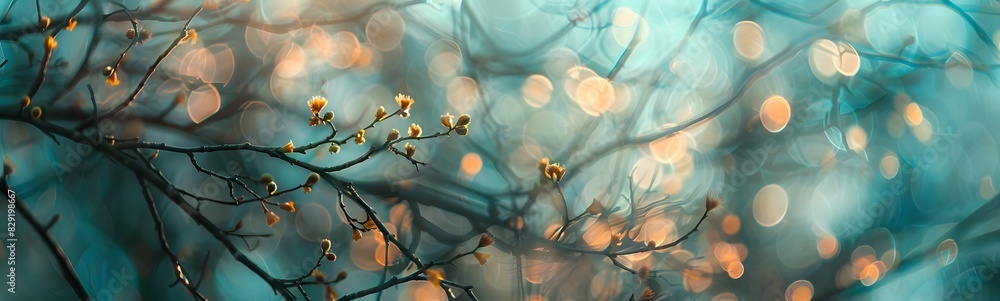 Poster spring autumn with bokeh backdrop