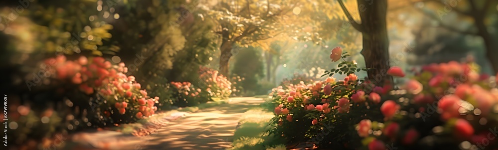 Poster spring autumn with bokeh backdrop