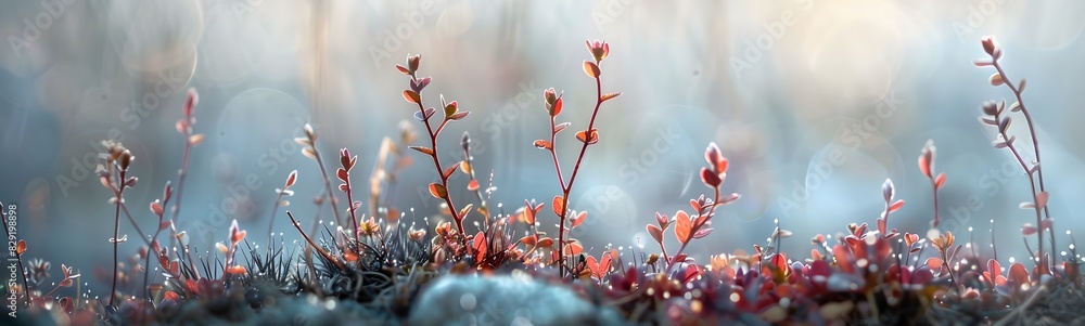 Poster spring autumn with bokeh backdrop