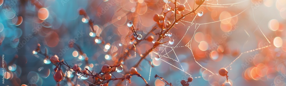 Poster spring autumn with bokeh backdrop