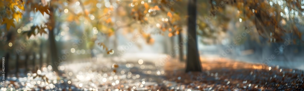 Poster spring autumn with bokeh backdrop