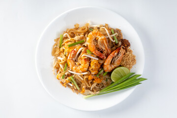 Pad Thai - stir-fried rice noodles with .shrimp - Thai food style