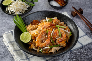 Pad Thai - stir-fried rice noodles with .shrimp - Thai food style