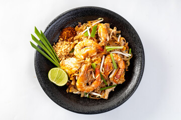 Pad Thai - stir-fried rice noodles with .shrimp - Thai food style