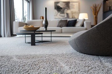 Stylish furniture and soft carpet in living room décor
