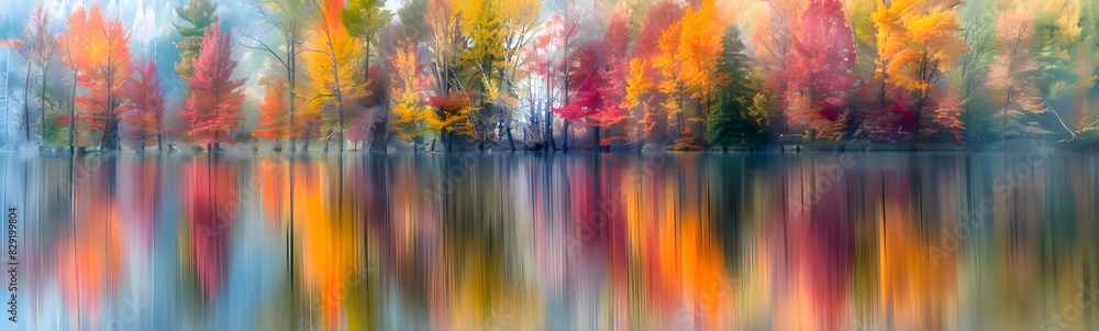 Poster spring autumn with bokeh backdrop