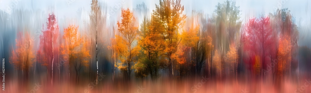 Poster spring autumn with bokeh backdrop