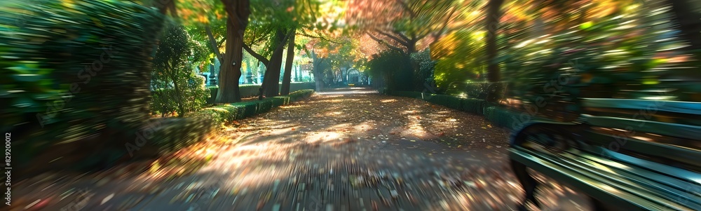 Poster spring autumn with bokeh backdrop