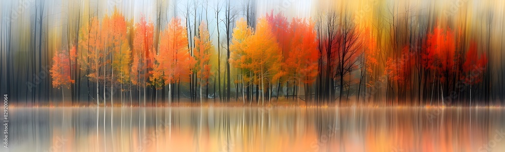 Poster spring autumn with bokeh backdrop