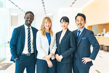 Group of multinational business people standing in an office