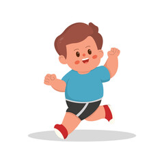 cartoon illustration of children playing run and finish
.characters doing sports with a simple happy concept