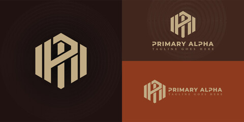 Fototapeta premium Abstract initial hexagon letter PA or AP logo in luxury gold color isolated on multiple background colors. The logo is suitable for mastery of business logo design inspiration templates.